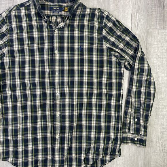 Polo Ralph Lauren XL Green/Blue Plaid Classic Fit Long Sleeve EUC Button Down O - Picture 3 of 10
